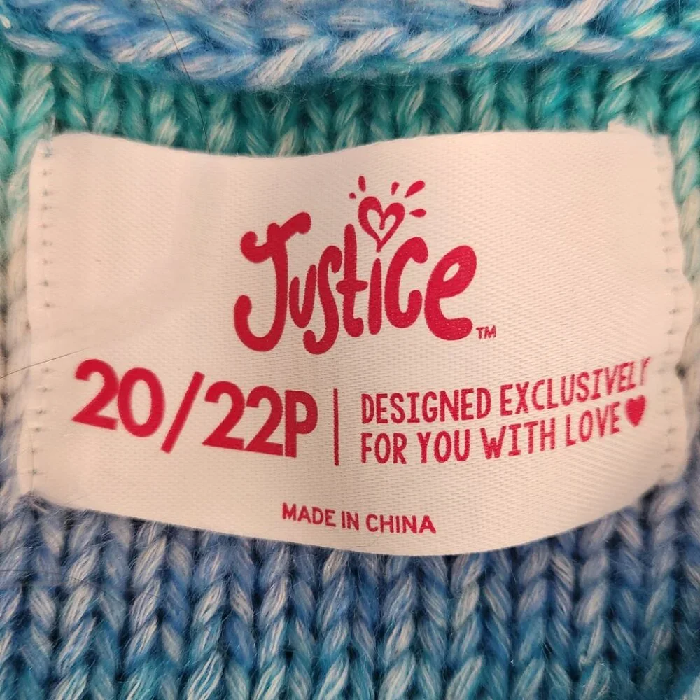 Justice Girls Blue Striped Sweater Size 20/22P